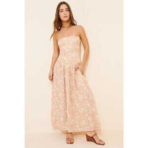 Anthropologie x RESA - Women's Strapless Maxi Dress with Floral Pattern, Size S